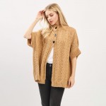 Wholesale cable Knit Button Up Cape One Fits Most Polyester