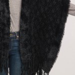 Wholesale boucle Knit Shawl Fringe Detail One Fits Most Polyester