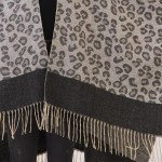 Wholesale leopard Print Ruana Fringe Detail One Fits Most Polyester