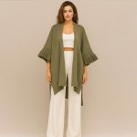 Do Everything In Love Solid Kimono With Ruffle Sleeves 

- One Size Fits Most (0-14)
- L 31.5 x W 33.5
- 100% Acrylic