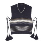 Wholesale cC VTC Chevron Print Knit Vest Tassels Polyester Acrylic Nylon One Fit