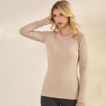Wholesale women s Pure Comfort Ribbed Long Sleeve Top Soft breathable Crew neckl