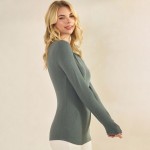 Wholesale women s Pure Comfort Ribbed Long Sleeve Top Soft Breathable Crew Neckl