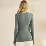 Wholesale women s Pure Comfort Ribbed Long Sleeve Top Soft Breathable Crew Neckl