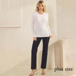 Wholesale women s Pure Comfort Ribbed Long Sleeve Top Soft breathable Crew neckl