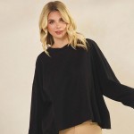 Wholesale women s Cotton Relax Fit Top Soft breathable Crew neckline Long Sleeve