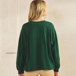 Wholesale women s Cotton Relax Fit Top Soft breathable Crew neckline Long Sleeve