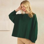 Wholesale women s Cotton Relax Fit Top Soft breathable Crew neckline Long Sleeve
