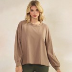 Wholesale women s Cotton Relax Fit Top Soft breathable Crew neckline Long Sleeve