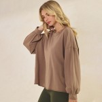 Wholesale women s Cotton Relax Fit Top Soft breathable Crew neckline Long Sleeve