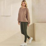 Wholesale women s Cotton Relax Fit Top Soft breathable Crew neckline Long Sleeve