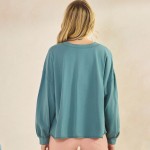 Wholesale women s Cotton Relax Fit Top Soft breathable Crew neckline Long Sleeve
