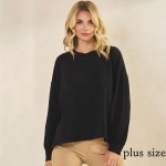 Wholesale women s Cotton Relax Fit Top Soft breathable Crew neckline Long Sleeve