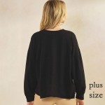 Wholesale women s Cotton Relax Fit Top Soft breathable Crew neckline Long Sleeve