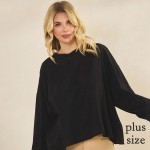Wholesale women s Cotton Relax Fit Top Soft breathable Crew neckline Long Sleeve