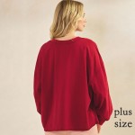 Wholesale women s Cotton Relax Fit Top Soft breathable Crew neckline Long Sleeve
