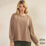 Wholesale women s Cotton Relax Fit Top Soft breathable Crew neckline Long Sleeve
