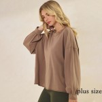 Wholesale women s Cotton Relax Fit Top Soft breathable Crew neckline Long Sleeve