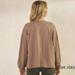 Wholesale women s Cotton Relax Fit Top Soft breathable Crew neckline Long Sleeve