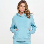Wholesale women s Scuba Quarter Zip Up Hoodie Pack cuffed trim Kangaroo pocket T
