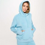 Wholesale women s Scuba Quarter Zip Up Hoodie Pack cuffed trim Kangaroo pocket T