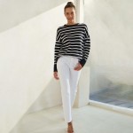 Wholesale stripped Knit Sweater Pack Ribbed Cuffs Loose Fit Pullover Acrylic Nyl