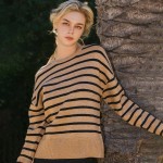 Wholesale stripped Knit Sweater Pack Ribbed Cuffs Loose Fit Pullover Acrylic Nyl