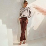 Wholesale stripped Knit Sweater Pack Ribbed Cuffs Loose Fit Pullover Acrylic Nyl