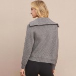 Wholesale women s Luxe Funnel Neck Cardigan Double Zip Rib Cardigan Versatile Fu