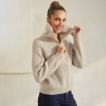 Wholesale women s Luxe Funnel Neck Cardigan Double Zip Rib Cardigan Versatile Fu