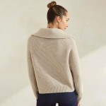 Wholesale women s Luxe Funnel Neck Cardigan Double Zip Rib Cardigan Versatile Fu