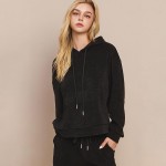 Wholesale women s Relaxed Ribbed Corduroy Hoodie Stretch Knit Corduroy Fabric Ka