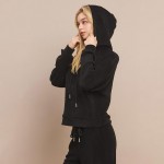 Wholesale women s Relaxed Ribbed Corduroy Hoodie Stretch Knit Corduroy Fabric Ka