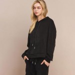 Wholesale women s Relaxed Ribbed Corduroy Hoodie Stretch Knit Corduroy Fabric Ka
