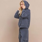 Wholesale women s Relaxed Ribbed Corduroy Hoodie Stretch Knit Corduroy Fabric Ka
