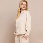 Wholesale women s Relaxed Ribbed Corduroy Hoodie Stretch Knit Corduroy Fabric Ka