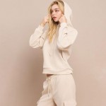 Wholesale women s Relaxed Ribbed Corduroy Hoodie Stretch Knit Corduroy Fabric Ka