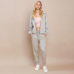 Wholesale women s UltraComfy Zip up Jacket Hoodie Dropped Shoulder Zip Front Clo