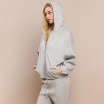 Wholesale women s UltraComfy Zip up Jacket Hoodie Dropped Shoulder Zip Front Clo