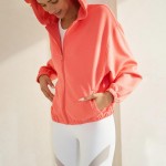 Wholesale women s UltraComfy Zip up Jacket Hoodie Dropped Shoulder Zip Front Clo