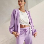 Wholesale women s UltraComfy Zip up Jacket Hoodie Dropped Shoulder Zip Front Clo