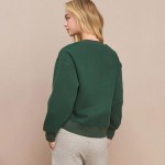 Wholesale women s Ultra Soft Cotton Fleece Crewneck Top Dropped Shoulder Pullove
