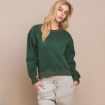 Wholesale women s Ultra Soft Cotton Fleece Crewneck Top Dropped Shoulder Pullove