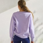 Wholesale women s Ultra Soft Cotton Fleece Crewneck Top Dropped Shoulder Pullove