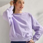 Wholesale women s Ultra Soft Cotton Fleece Crewneck Top Dropped Shoulder Pullove