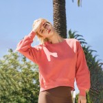 Wholesale women s Ultra Soft Cotton Fleece Crewneck Top Dropped Shoulder Pullove