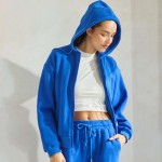 Wholesale women s Cozy Fleece Front Zip Hoodie Dropped Shoulder Zip Front Closur