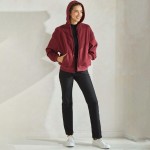 Wholesale women s Cozy Fleece Front Zip Hoodie Dropped Shoulder Zip Front Closur