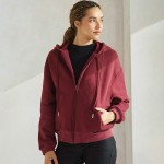 Wholesale women s Cozy Fleece Front Zip Hoodie Dropped Shoulder Zip Front Closur