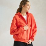 Wholesale women s Cozy Fleece Front Zip Hoodie Dropped Shoulder Zip Front Closur